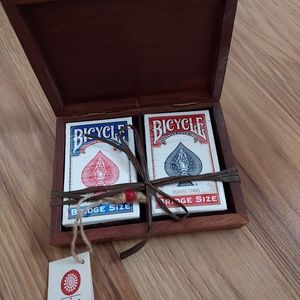 Store Indya Wooden Box Bridge Game Gift Set Two Card Decks Sealed